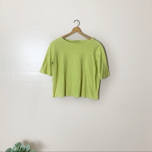 [Cut Loose] Chartreuse Green Cropped Short Sleeve Top - Picture 1 of 9